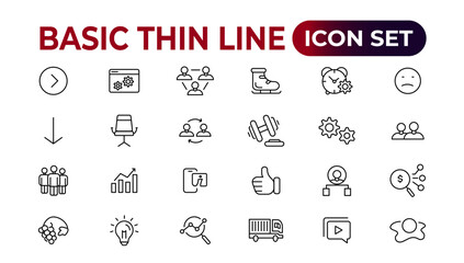 Web icons. Business. Set of thin line web icon set, simple outline icons collection, Pixel Perfect icons, Simple vector illustration.