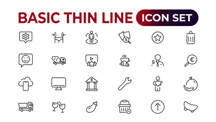 Web icons. Business. Set of thin line web icon set, simple outline icons collection, Pixel Perfect icons, Simple vector illustration.