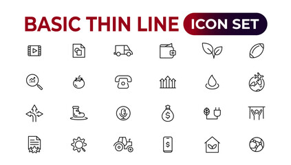 Web icons. Business. Set of thin line web icon set, simple outline icons collection, Pixel Perfect icons, Simple vector illustration.