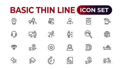 Web icons. Business, finance, creativity.Set of thin line web icon set, simple outline icons collection, Pixel Perfect icons, Simple vector illustration.