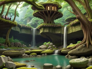 beautiful fountain in the garden and park