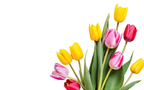 Bouquet of tulips (transparent background) png with alpha channel. Spring image. Valentine's Day, Easter, Birthday, Happy Women's Day, Mother's Day, Birthday, Celebration, etc.