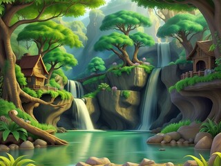 waterfall in the park beauty