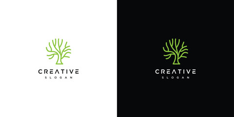 Natural Vector Tree Logo. Growth Design Template