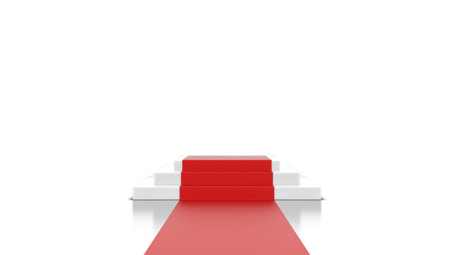 3D Podium with red carpet isolated on transparent background