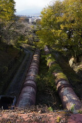 京都 蹴上インクラインのパイプ