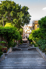 Fototapeta na wymiar Staircase on Timoleone Street - Taormina - Italy