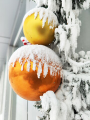 New Year's decorations in frost