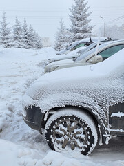 Frozen cars on a city street