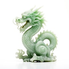 Obraz premium Chinese dragon jade figure, isolated on white background