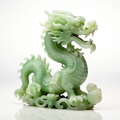 Chinese dragon jade figure, isolated on white background