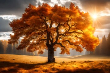 Naklejka na ściany i meble autumn landscape with tree