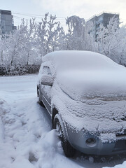Car frozen by frost