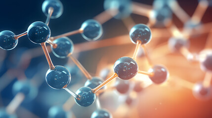 3d illustration of molecule model. Science background wit. generative AI.