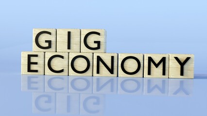 Fototapeta premium 3d rendering of gig economy word on the cubes 