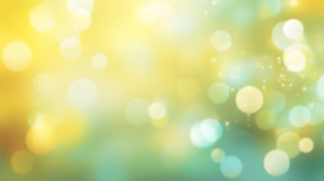 Pastel yellow and green bokeh background with round light blurs.