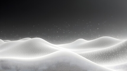 Abstract white particle background. Flow wave with dot landscape. Digital data structure. Future mesh or sound grid. Pattern point visualization. generative AI.