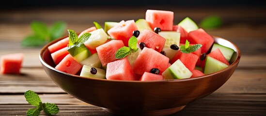 Fruit salad with watermelon and jicama - Powered by Adobe