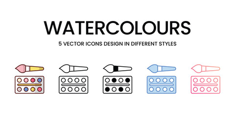 Watercolours icons set vector stock illustration vector stock.