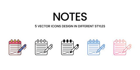 Notes icons set vector stock illustration vector stock.