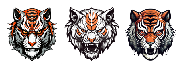 tiger head mascot set