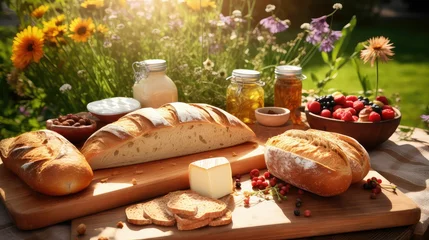 Poster sandwich bread picnic food illustration baguette loaf, roll crust, gluten wholegrain sandwich bread picnic food © vectorwin