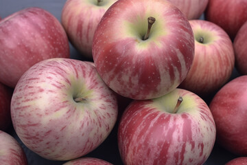 Fototapeta na wymiar Vibrant Fresh Apples Harvest - Organic Fruit Photography created with generative AI tools