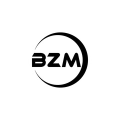 BZM letter logo design with white background in illustrator, cube logo, vector logo, modern alphabet font overlap style. calligraphy designs for logo, Poster, Invitation, etc.