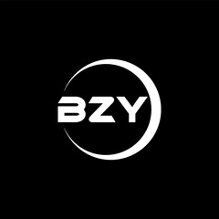 BZY letter logo design with black background in illustrator, cube logo, vector logo, modern alphabet font overlap style. calligraphy designs for logo, Poster, Invitation, etc.