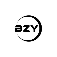 BZY letter logo design with white background in illustrator, cube logo, vector logo, modern alphabet font overlap style. calligraphy designs for logo, Poster, Invitation, etc.
