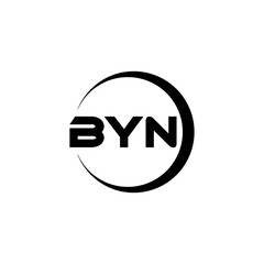 BYN letter logo design with white background in illustrator, cube logo, vector logo, modern alphabet font overlap style. calligraphy designs for logo, Poster, Invitation, etc.