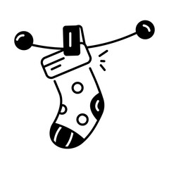 Handy line style icon of xmas sock 