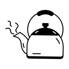Editable linear icon of steam kettle 