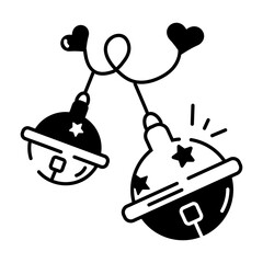 Trendy linear icon depicting decorative christmas bells 