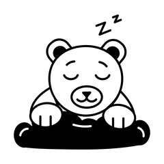 Cute sleeping bear, line style icon 