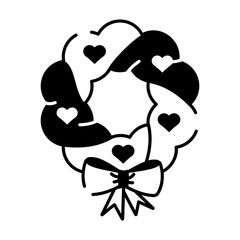 A handy line style icon of christmas wreath 