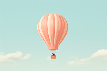 A minimalist peach fuzz colored hot air balloon against a clear sky