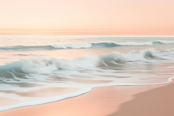 Fototapeta premium Subtle pastel peach waves lapping on a serene beach shore