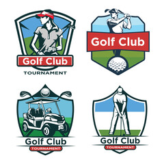 Set of golf tournament logo design template. Golf championship logo bedge emblem.