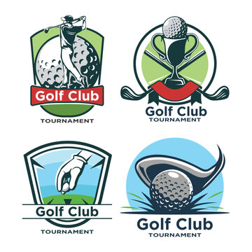 Set of golf tournament logo design template. Golf championship logo bedge emblem.