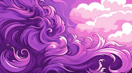 Whimsical Purple Swirls Mingle with Pastel Pink Clouds in an Enchanted Abstract Sky