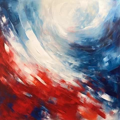 Fotobehang Red, White and Blue Vortex Pattern Abstract Art © Adam