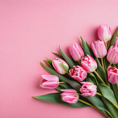 Obraz premium Bouquet of tulip flowers. Spring image. Valentine's Day, Easter, Birthday, Happy Women's Day, Mother's Day, Birthday, Celebration, etc.
