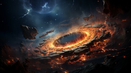 Cosmic Whirlpool Amidst Time's Embrace