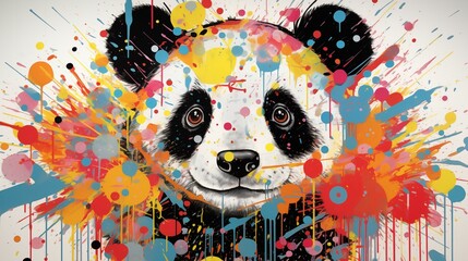 Animal Themes in Multi Colored Panda Pop Art