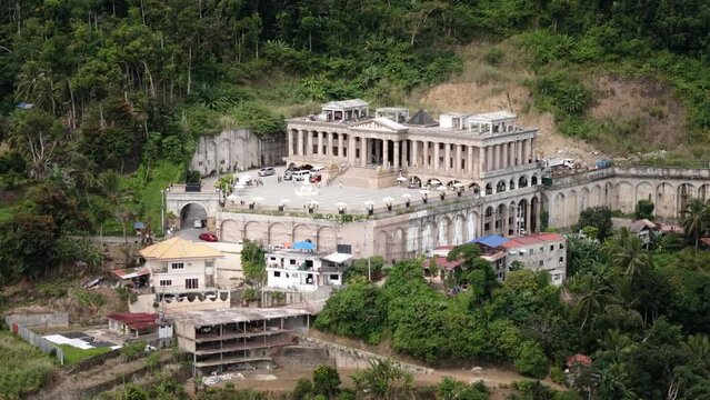 Smooth pan aerial. Temple of Leah. Cebu City.