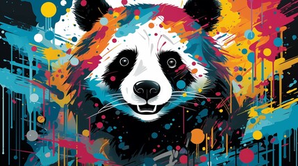 Animal Themes in Multi Colored Panda Pop Art