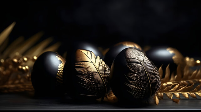 Black and gold easter eggs 