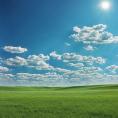 green field and blue sky