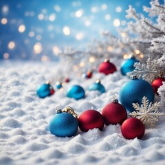 christmas balls on snow